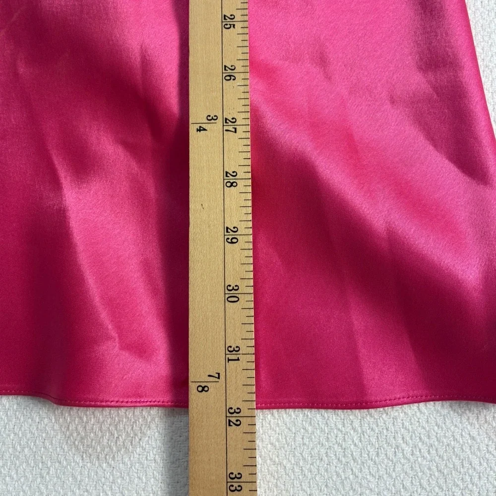 Alice + Olivia Midi Satin Skirt Fuchsia Pink Designer Luxury  Barbiecore Chic 0